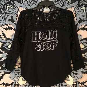 Hollister 3/4 sleeve black lace shirt size Small